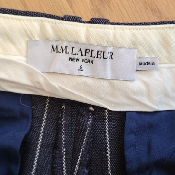 NEW! M.M. LaFLEUR FITZ PLEATED TROUSERS PANTS WOVEN PINSTRIPE HIGH RISE sz 6 - Picture 6 of 8